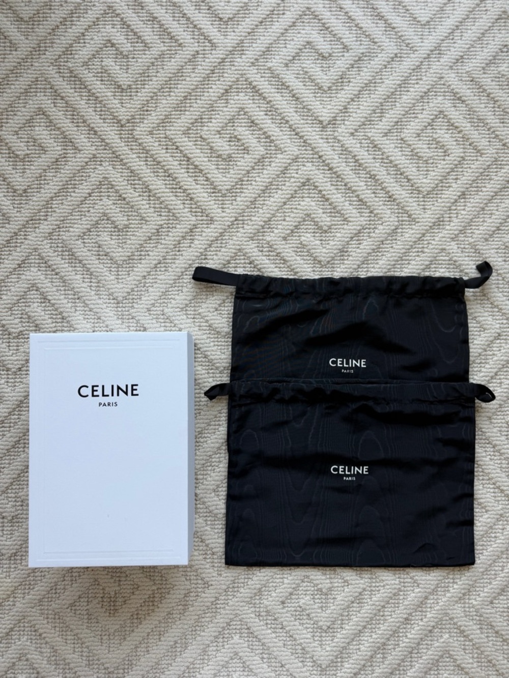 CELINE shoebox with Black Drawstring Dust Bags